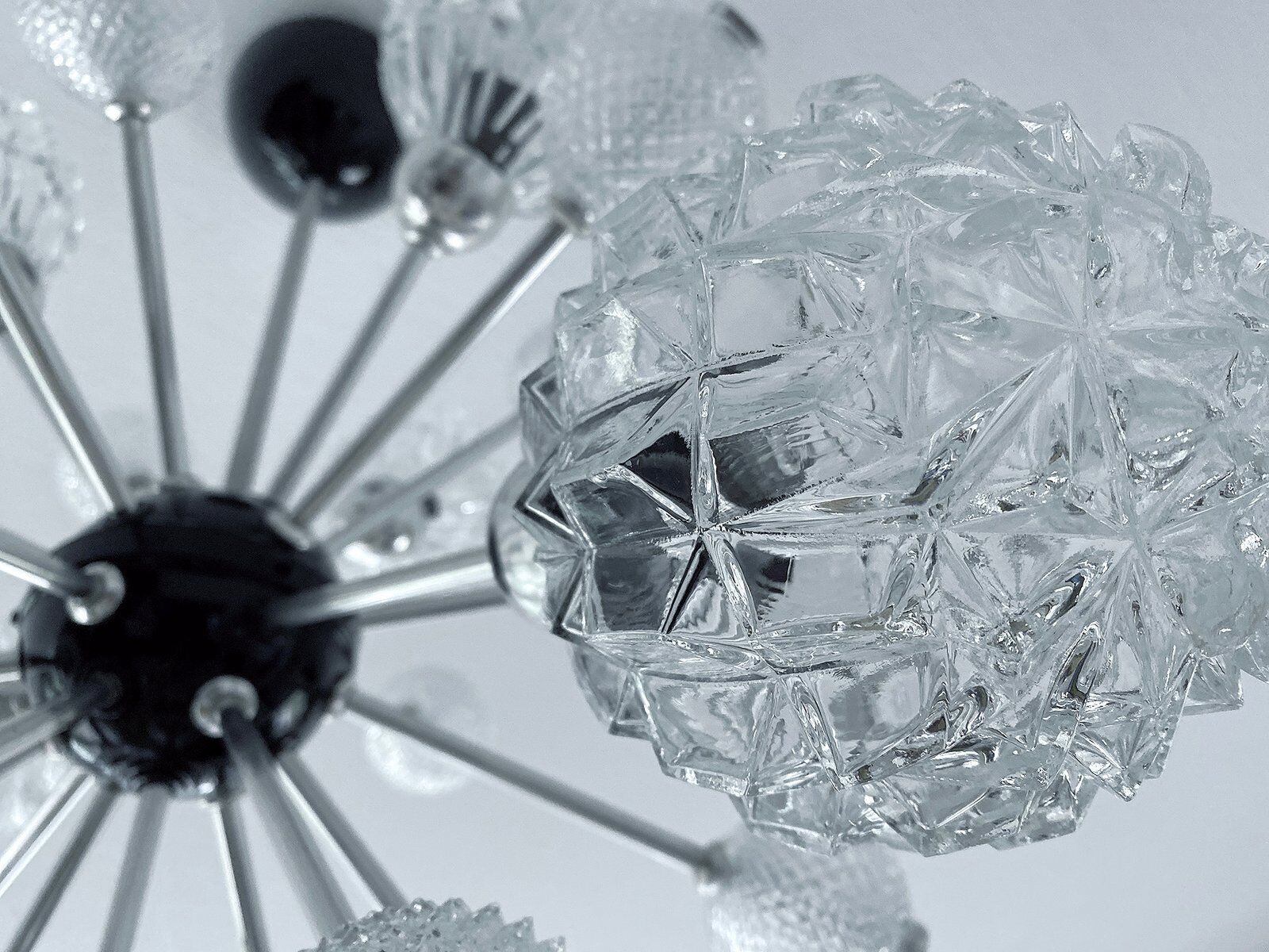 Large Sputnik glass pendant lamp, 1970s