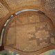 Half-moon rattan and hardwood armchair, early 20th century