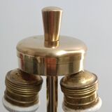 Leather-covered brass table lamp by Jacques Adnet 1950s