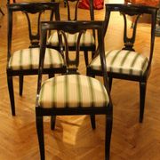 18th Century French Directoire Mahogany Chairs with Silk Blend Upholster Fabric, Set of 4