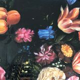 Black tray with floral motifs