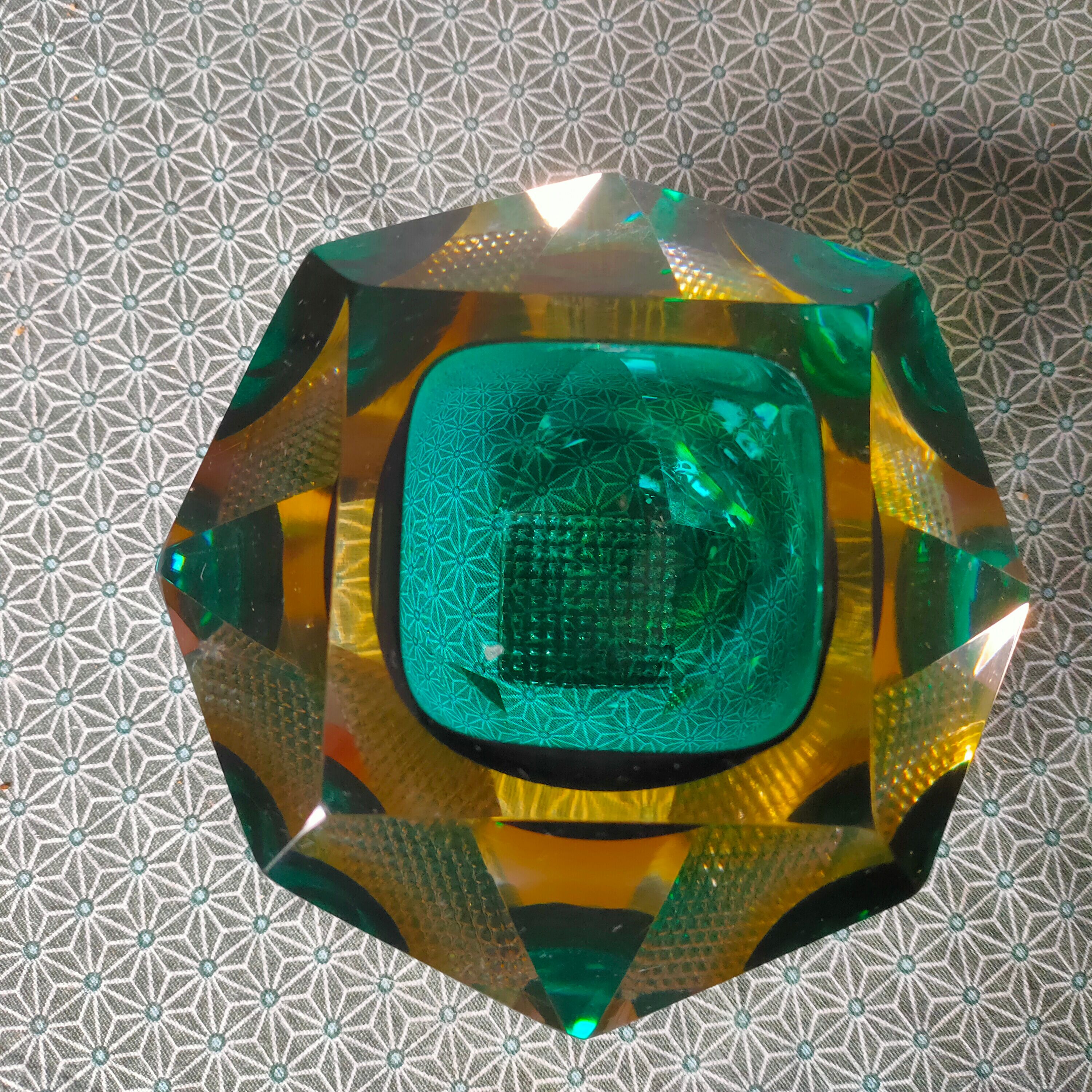 Gglass ashtray Murano glass and yellow