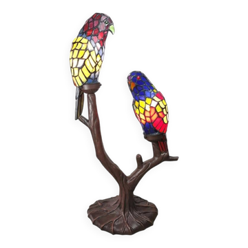 Double Tiffany Parrot table lamp