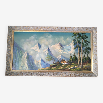 Mountain landscape painting signed MOLLIN