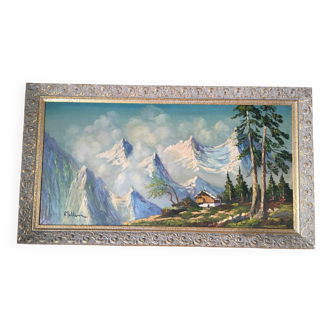 Tableau paysage montagne signé  MOLLIN