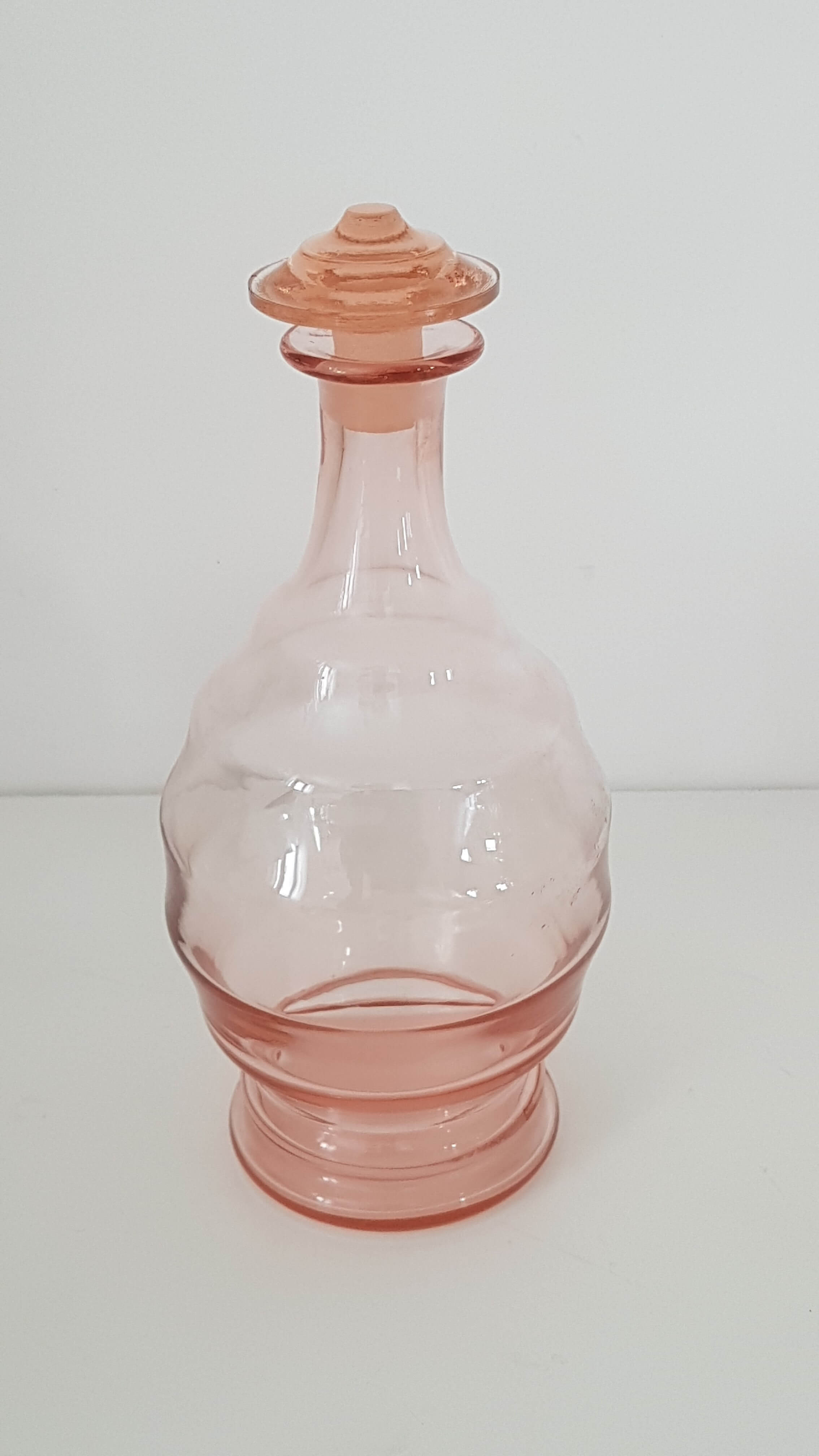 Old decanter pink glass - Art Deco