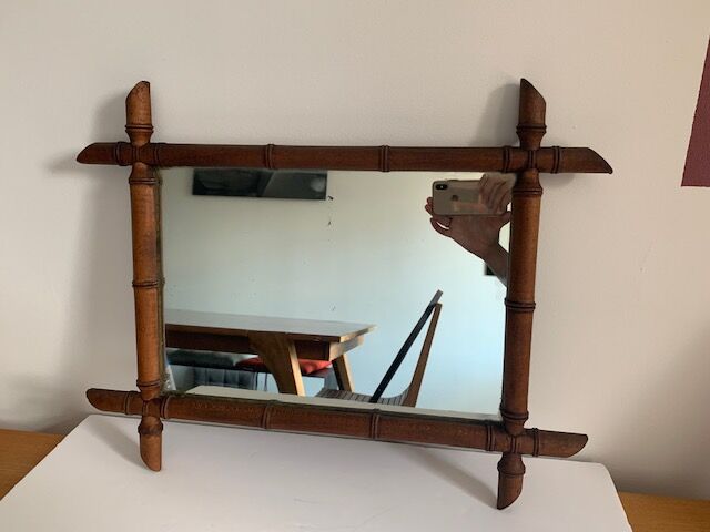 Bamboo barber mirror 43x55cm