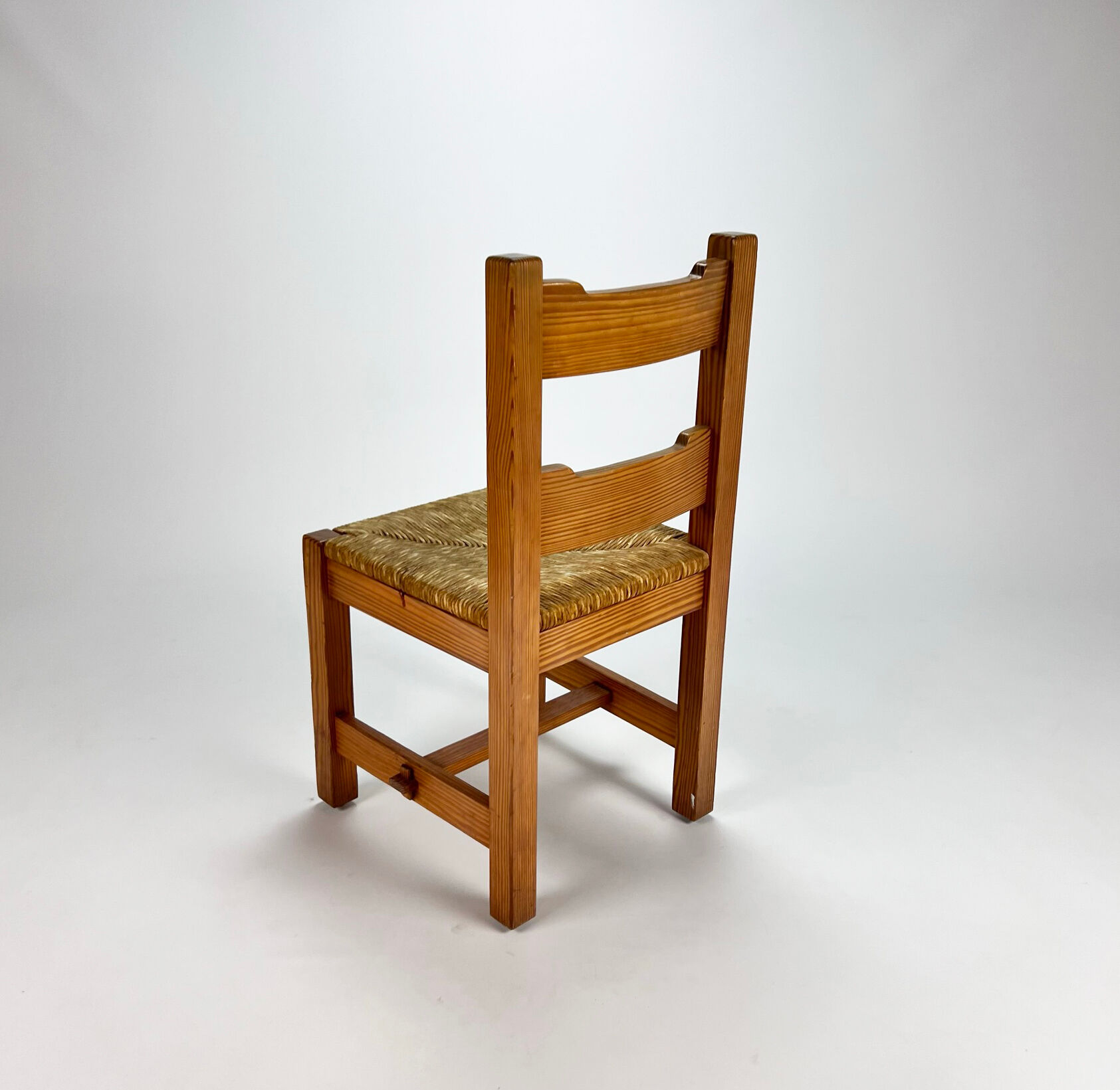 Mid century pine and rush dining chairs, set of 6, 1960s