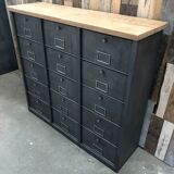 Meuble de rangement industriel Vandex Ronéo 15 clapets bois métal