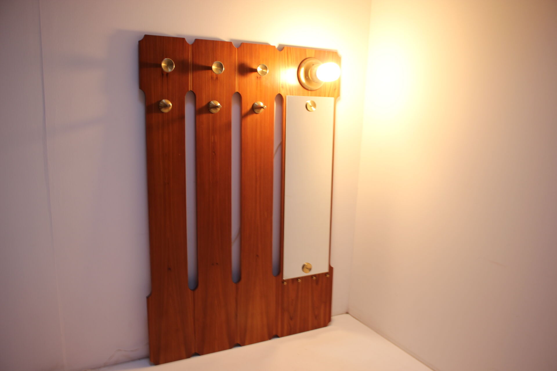Wall coat rack with lighting Czechoslovakia 1960s
