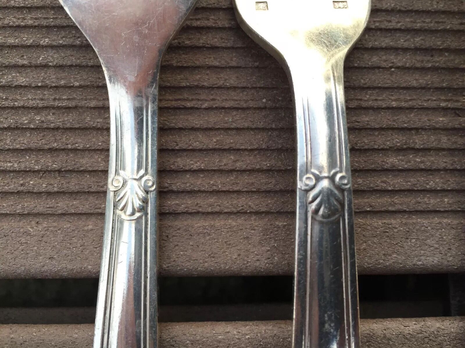 Set of 12 spoons 12 forks metal silver stuff bourdelle poicon bb shell