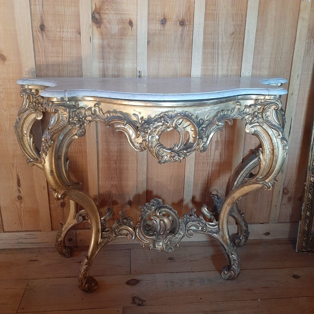 Console bois doré époque Louis XV