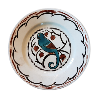 Assiette en faïence à décor d'oiseau