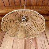 Suspension en rotin vintage