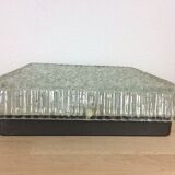 Applique carrée Holophane en verre ciselé, années 50