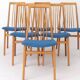 Set of 6 German Dining Chairs, 1960s | Solid Beech Mid-Century Chairs |