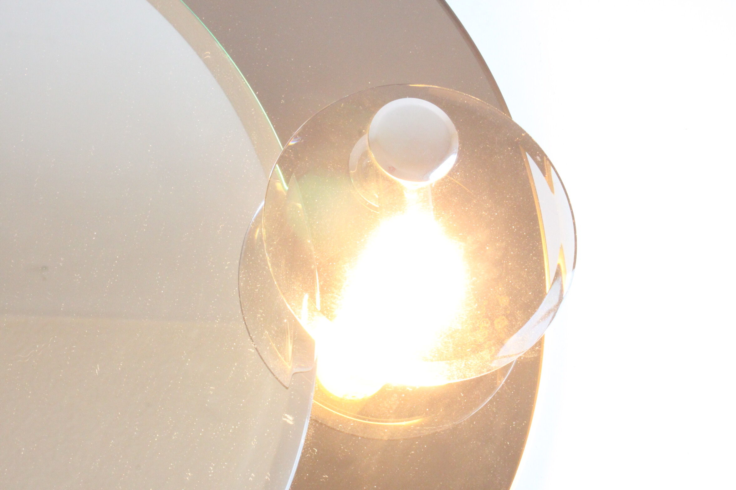 Space age smoked glass illuminated mirror, Italy 1970