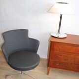 2 fauteuils vintage pivotants en tissu gris de axelson pour garnas 2014 suède