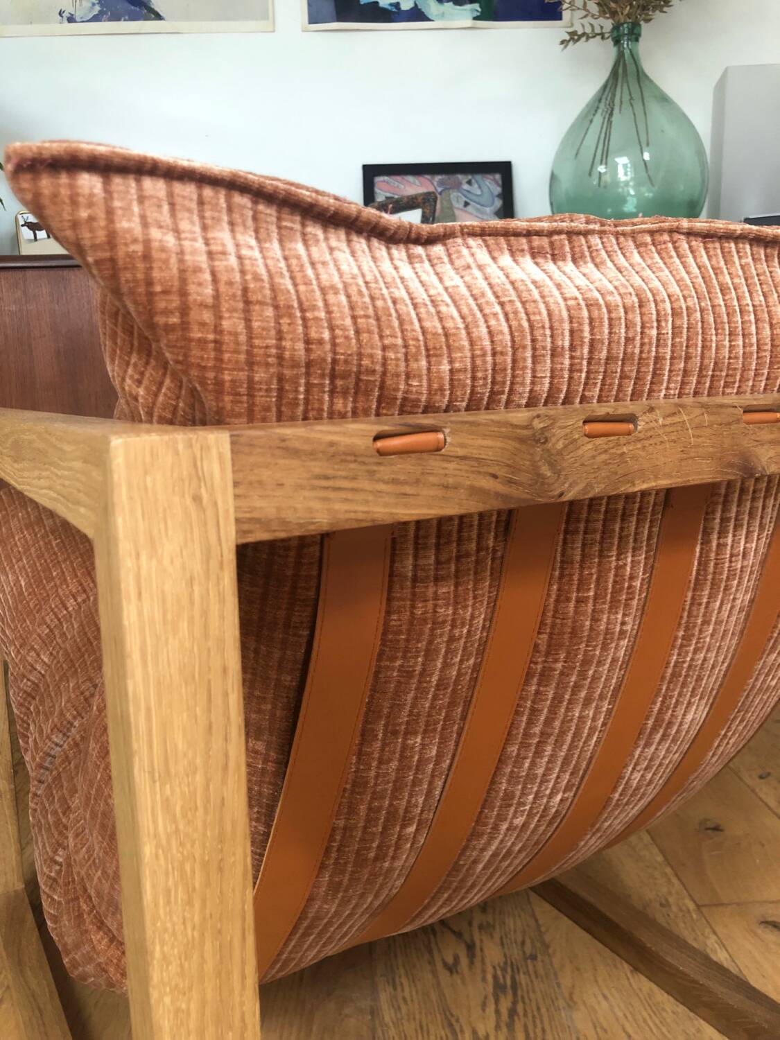 Wood / Velvet Armchair