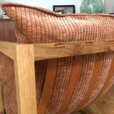 Fauteuil en bois et velours