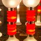 Paire de lampadaires vintage en verre de Murano orange italien de style Space-Age
