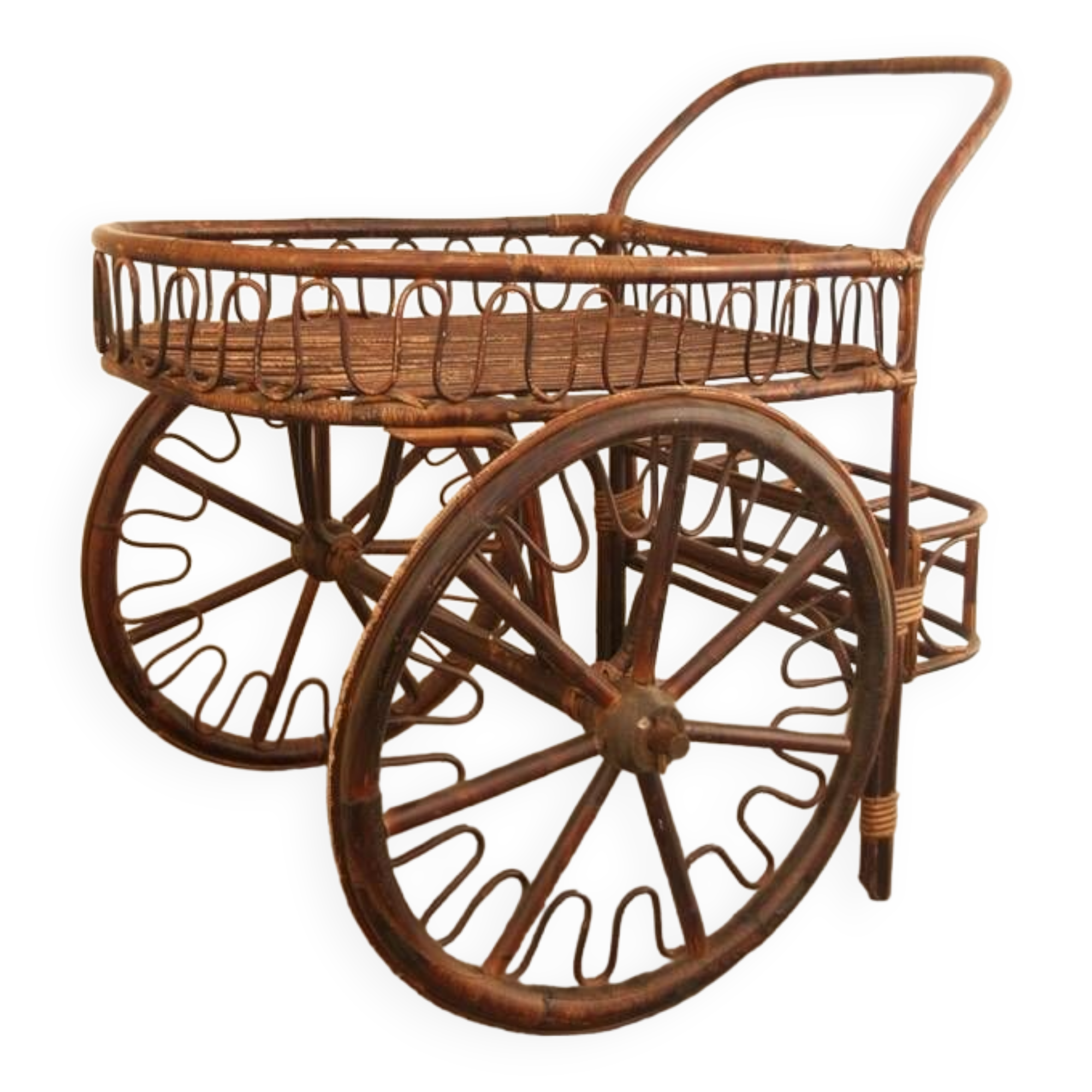 French fifties rattan serving cart