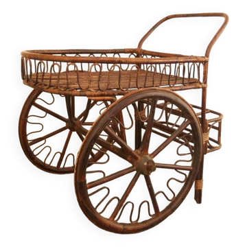 French fifties rattan serving cart