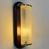 Vintage wall light in wood, glass and brass, France, 1980.