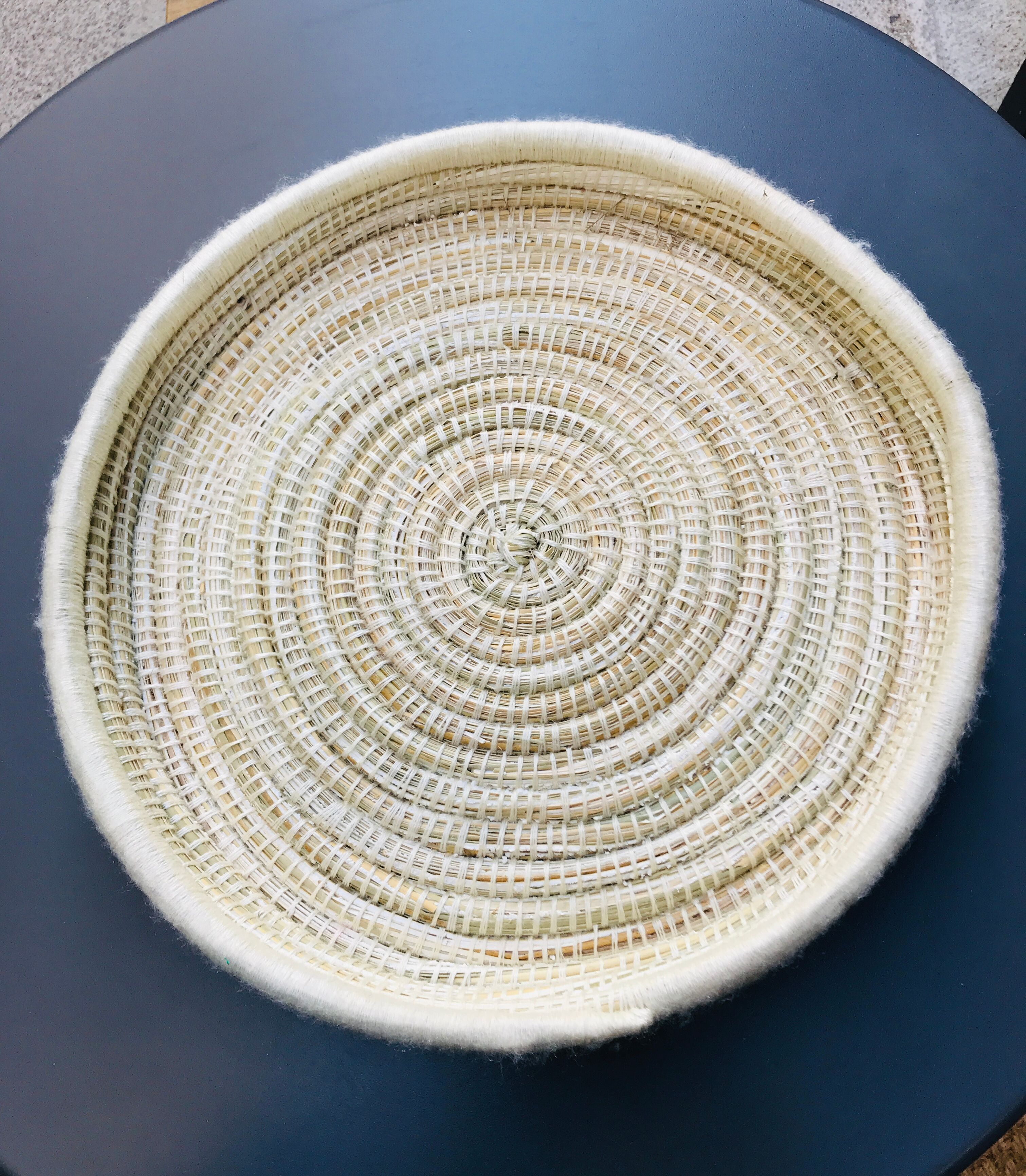 Berber ethnic basket white wool