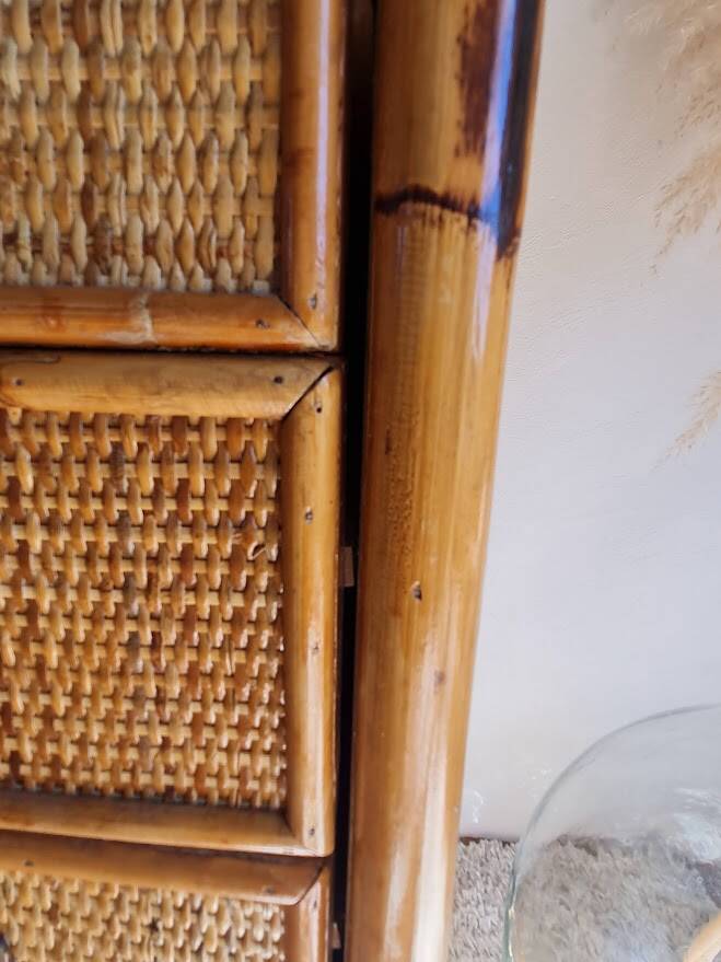 Rattan chest of drawers circa 1970, Dal Vera