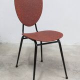 Vintage 70s chair in black lacquered metal and atypical red vinyl
