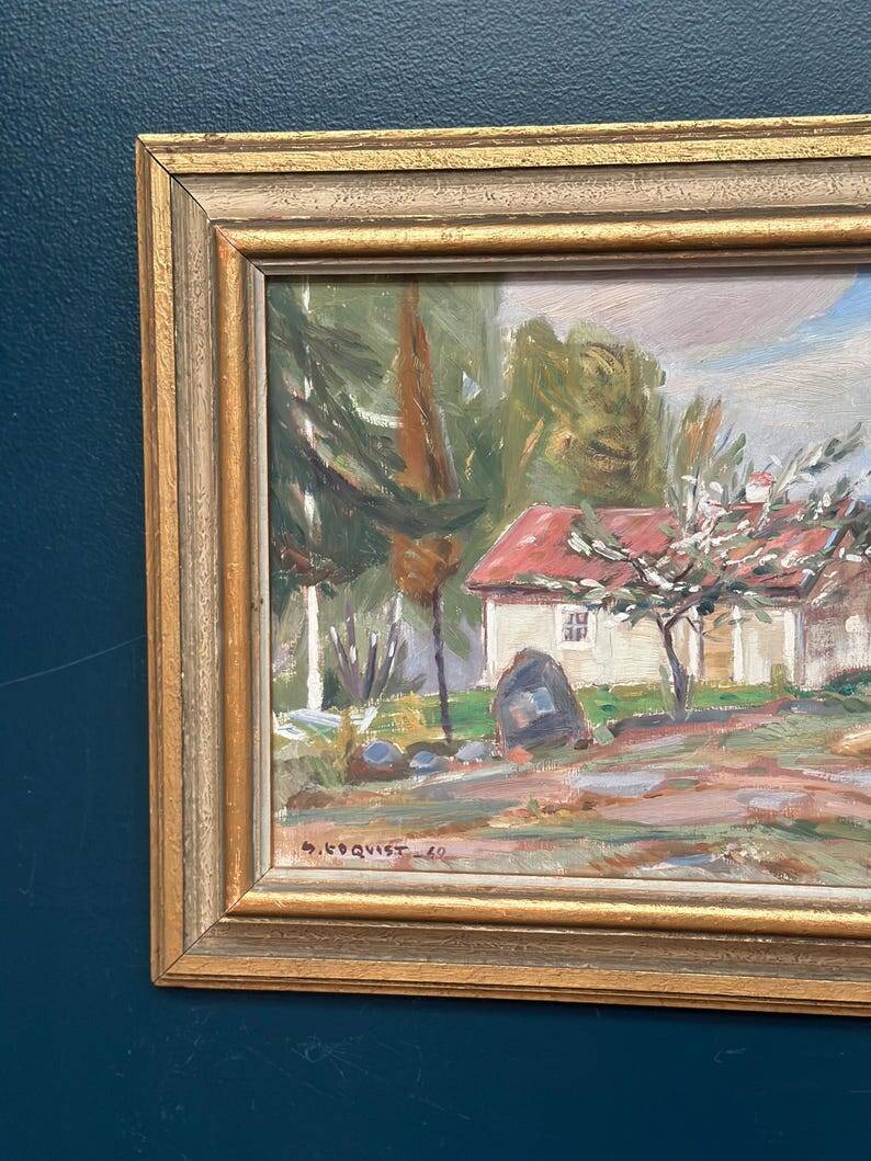 Swedish Oil On Panel "Landscape View" by S. Toqvist, Vintage & Framed 57×40cm