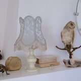 Victorian silk and alabaster table lamp