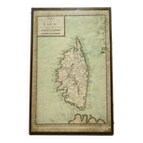 Old map of the Isle of Corsica framed under glass
