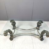 Table basse en laiton avec fleurs, années 1970