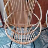 Pair of rattan shell armchairs