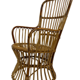 Ensemble de deux fauteuils en rotin du milieu du siècle par Bonacina 1950 Design