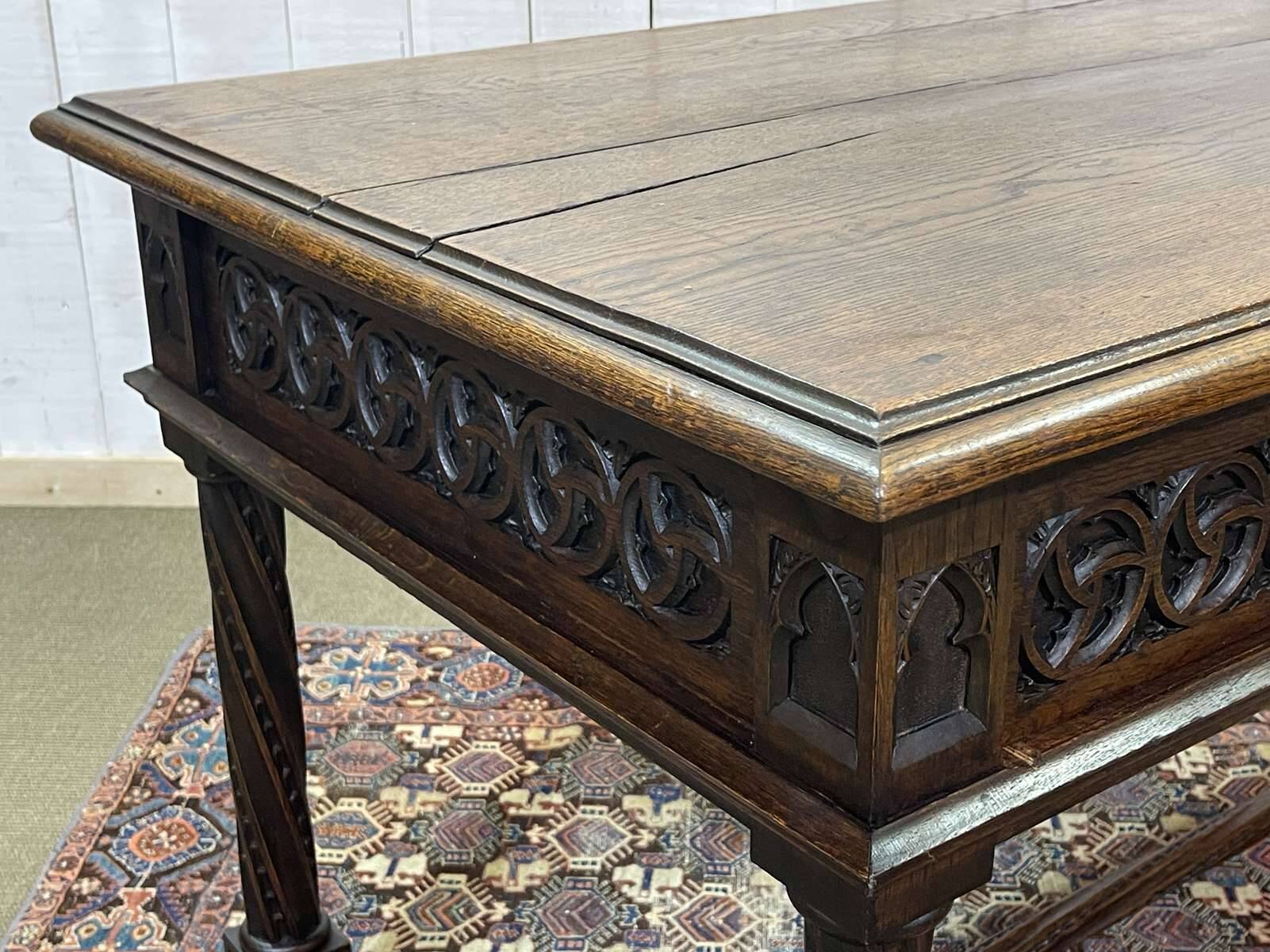 Late 19th century Gothic style oak desk