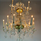 Liège lustre in blown glass, two levels of light arms, 18th century.