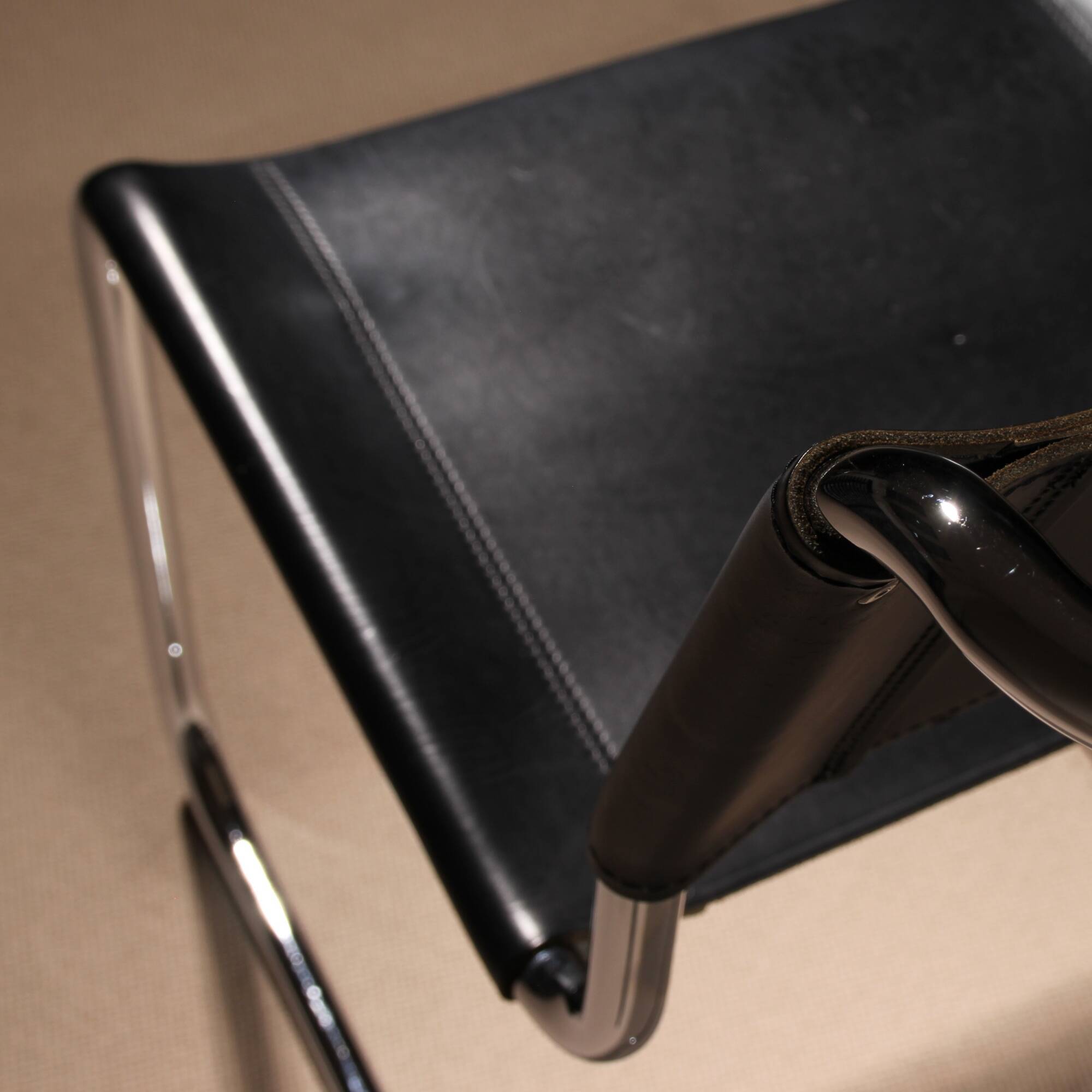 Cantilever Chair ‚S33‘ in Black Leather by Mart Stam for Thonet | Germany
