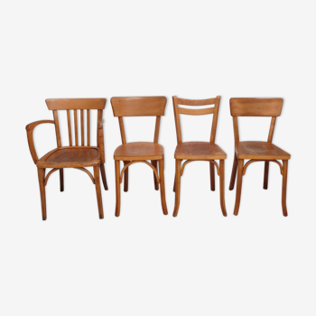 Lot of 3 mismatched Bistro chairs and an armchair