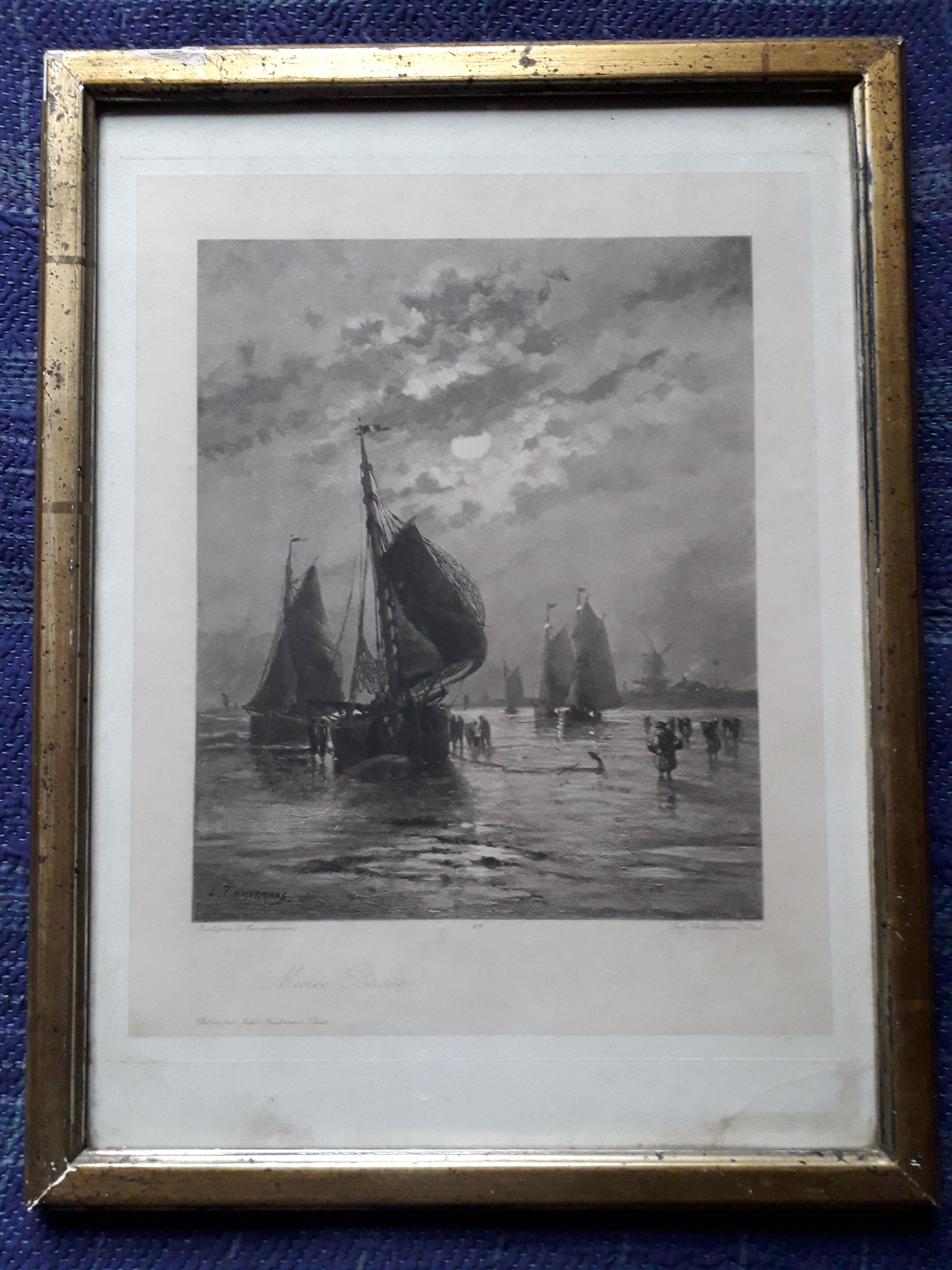 Gravure ancienne marine de Louis Timmermans