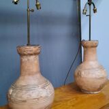 Pair of terracotta lamps