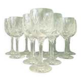 Set of 12 carved crystal wine glasses