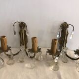 Pair of bronze wall light  with 1950 glass stamps
