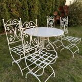 New garden furniture - wrought iron - Arras round table and 4 Lily chairs