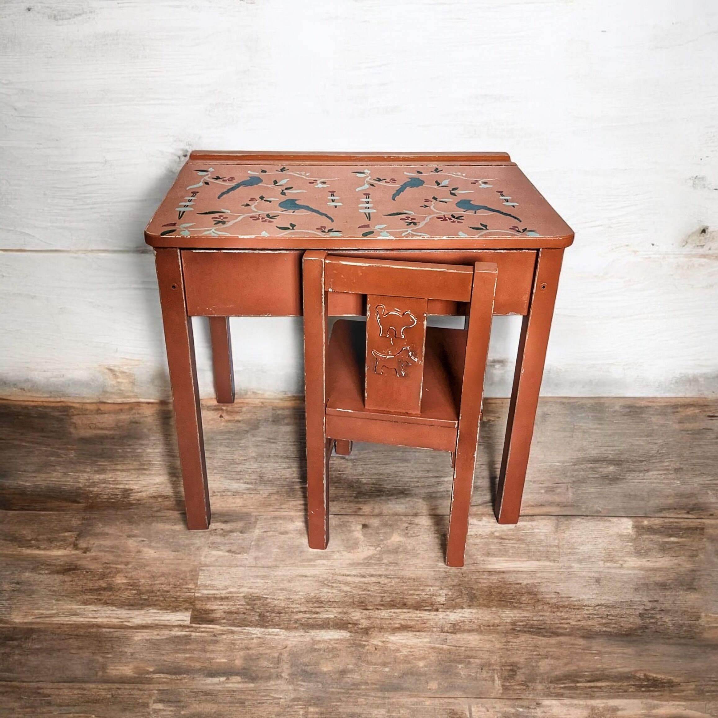 Bureau et chaise écolier terracotta