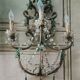 Ensemble de deux appliques ou appliques en cristal italien avec fleurs vertes