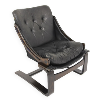 Scandinavian leather armchair Sweden 1960