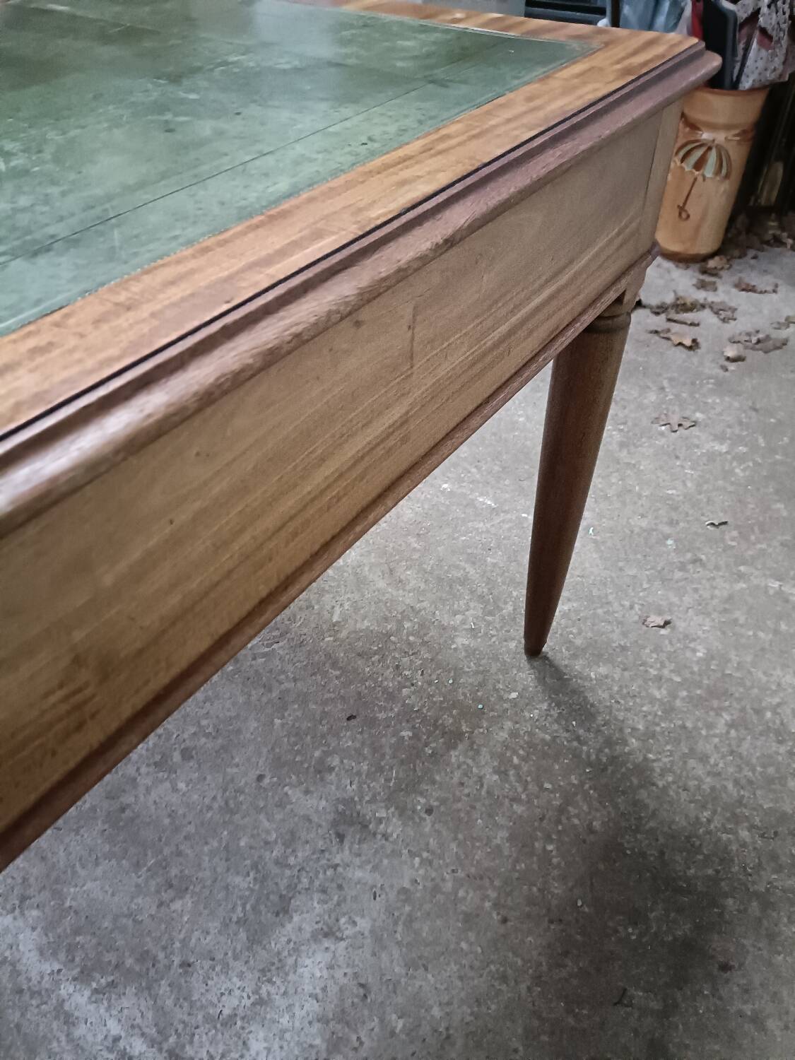 Vintage mahogany desk and leather top
